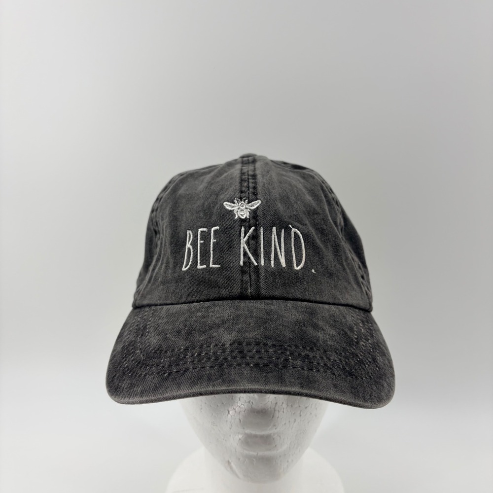 Rae‎ Dunn Bee Kind Baseball Cap OS Adjustable Dad Hat Faded Black Charcoal